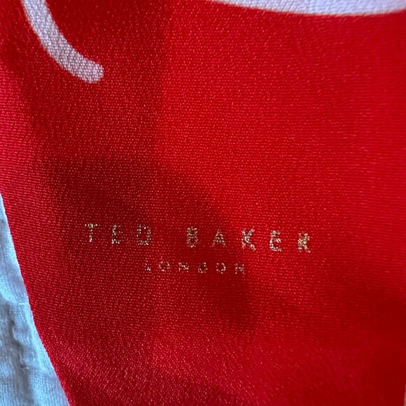 Ted Baker Tie/Ribbon Recycled Polyester Red and White - Picture 2 of 14